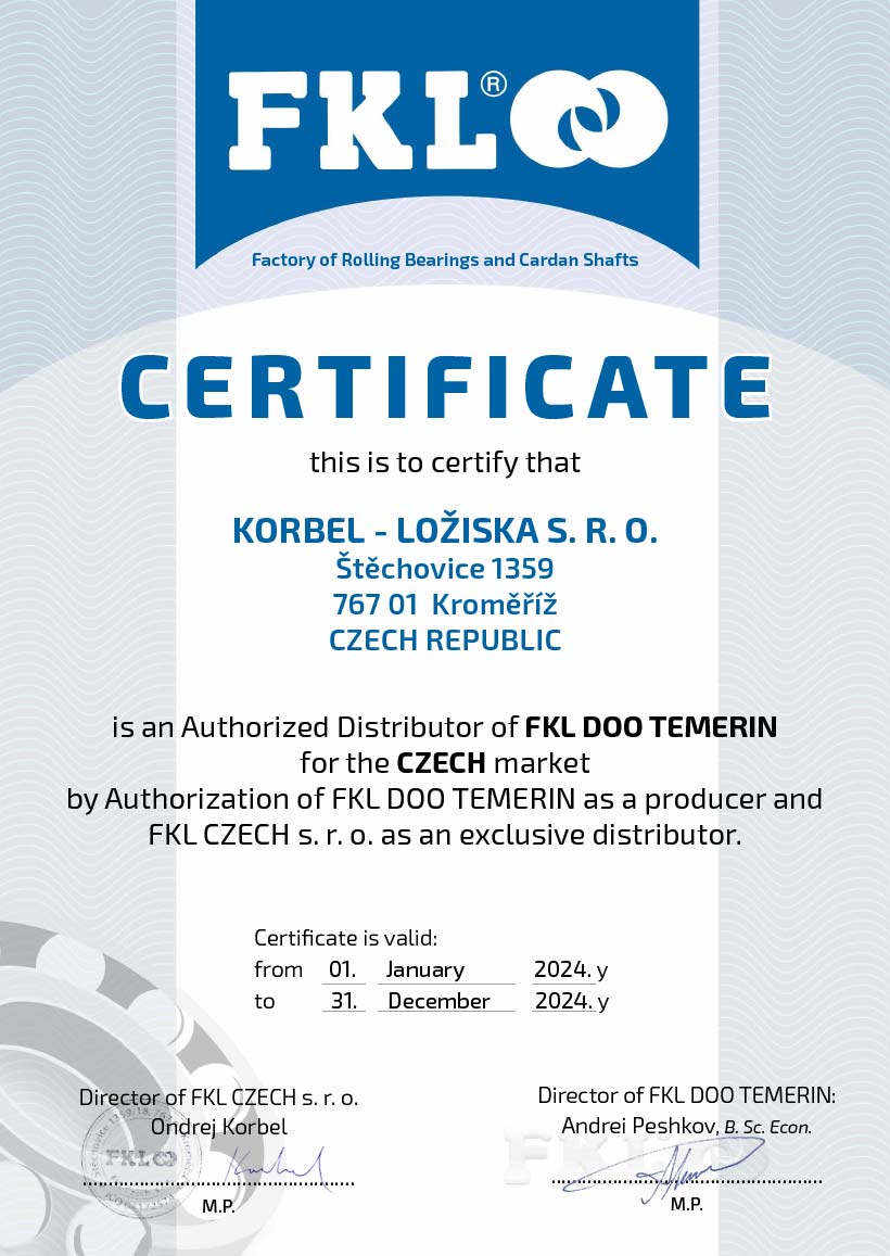 FKL certifikt Korbel - loiska